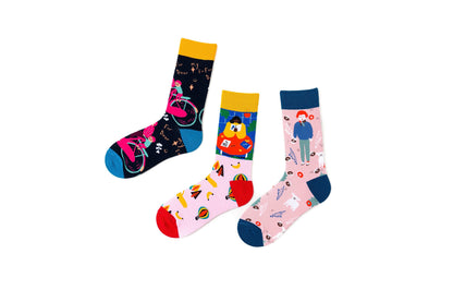 10 Pack Men's Trendy Long Tube Cartoon Bicycle Color Jacquard Cotton Socks (EUR 8.49 when apply code 0812) - Beltbuy Store