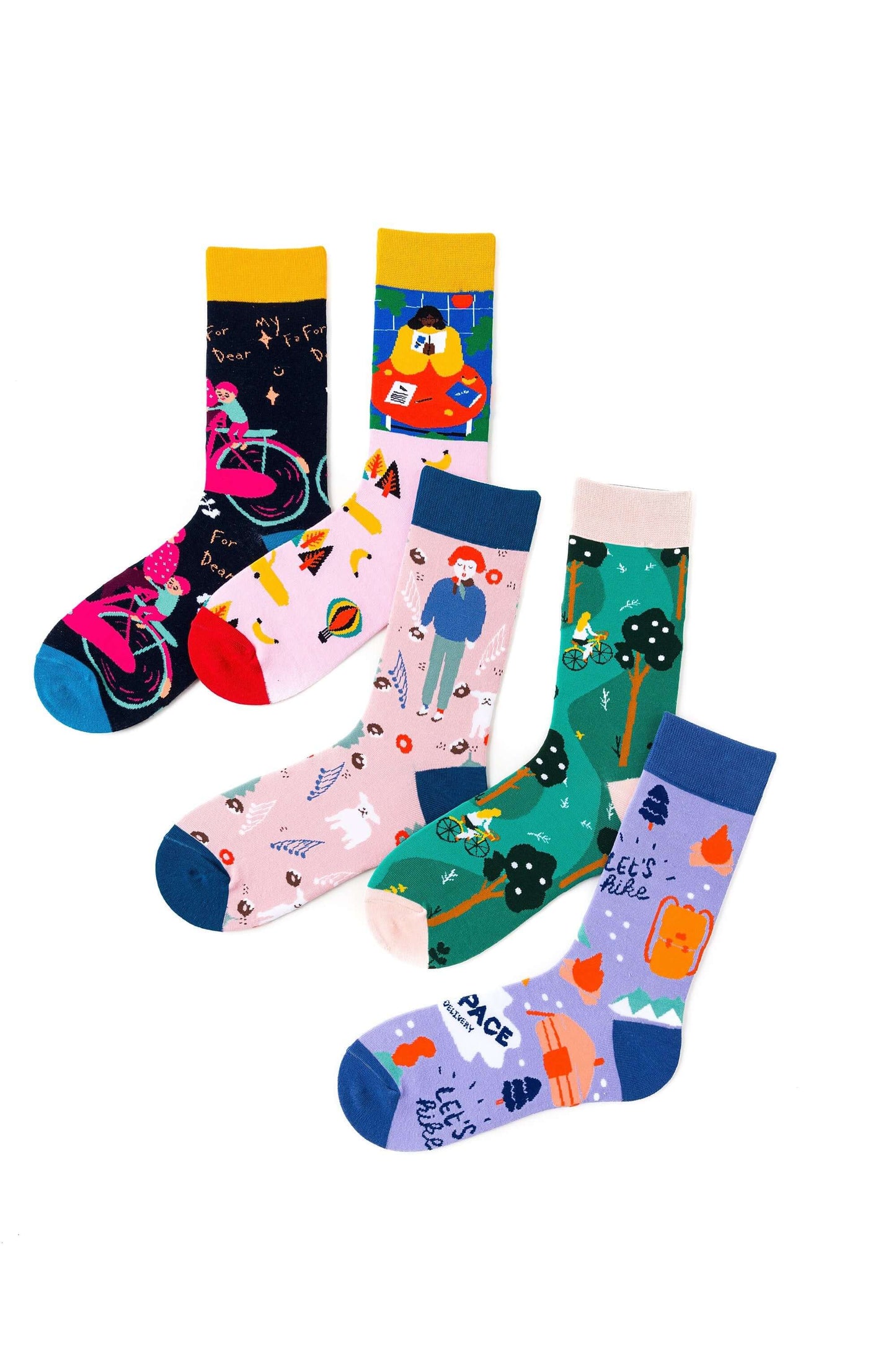 10 Pack Men's Trendy Long Tube Cartoon Bicycle Color Jacquard Cotton Socks (EUR 8.49 when apply code 0812) - Beltbuy Store