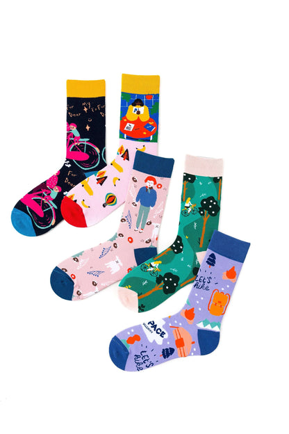 10 Pack Men's Trendy Long Tube Cartoon Bicycle Color Jacquard Cotton Socks (EUR 8.49 when apply code 0812) - Beltbuy Store