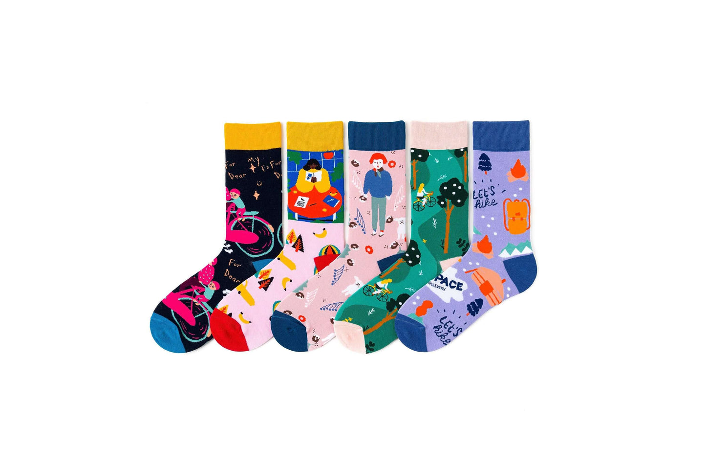 10 Pack Men's Trendy Long Tube Cartoon Bicycle Color Jacquard Cotton Socks (EUR 8.49 when apply code 0812) - Beltbuy Store