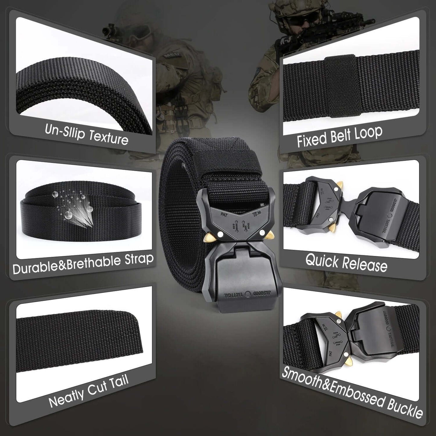 Men Nylon Belt Military Use Web Tactical Belt Heavy-Duty Quick-Release Metal Buckle - Beltbuy Store