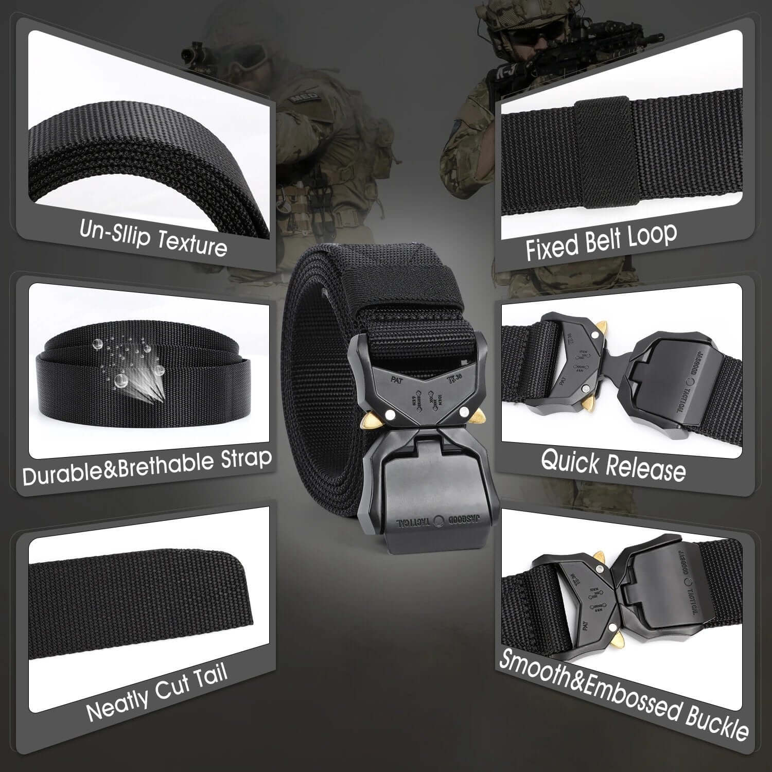 Men Nylon Belt Military Use Web Tactical Belt Heavy-Duty Quick-Release Metal Buckle - Beltbuy Store