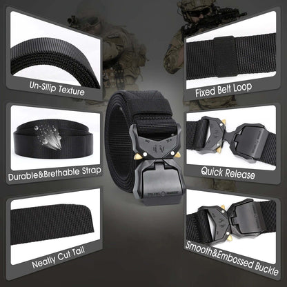 Men Nylon Belt Military Use Web Tactical Belt Heavy-Duty Quick-Release Metal Buckle - Beltbuy Store
