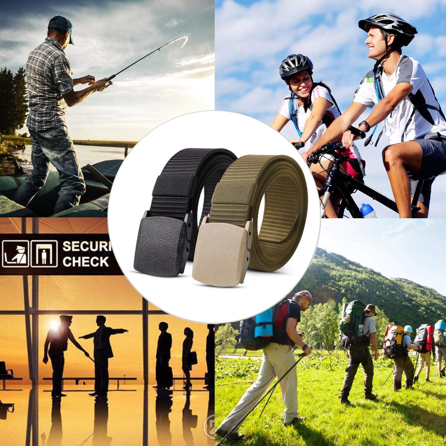 Nylon Military Tactical Battle Belt 2 Pack Outdoor Web Belt With Plastic Buckle - Beltbuy Store