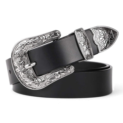 Women Vintage Western Design Black Waist Belt for Pants Jeans Dresses - Beltbuy Store